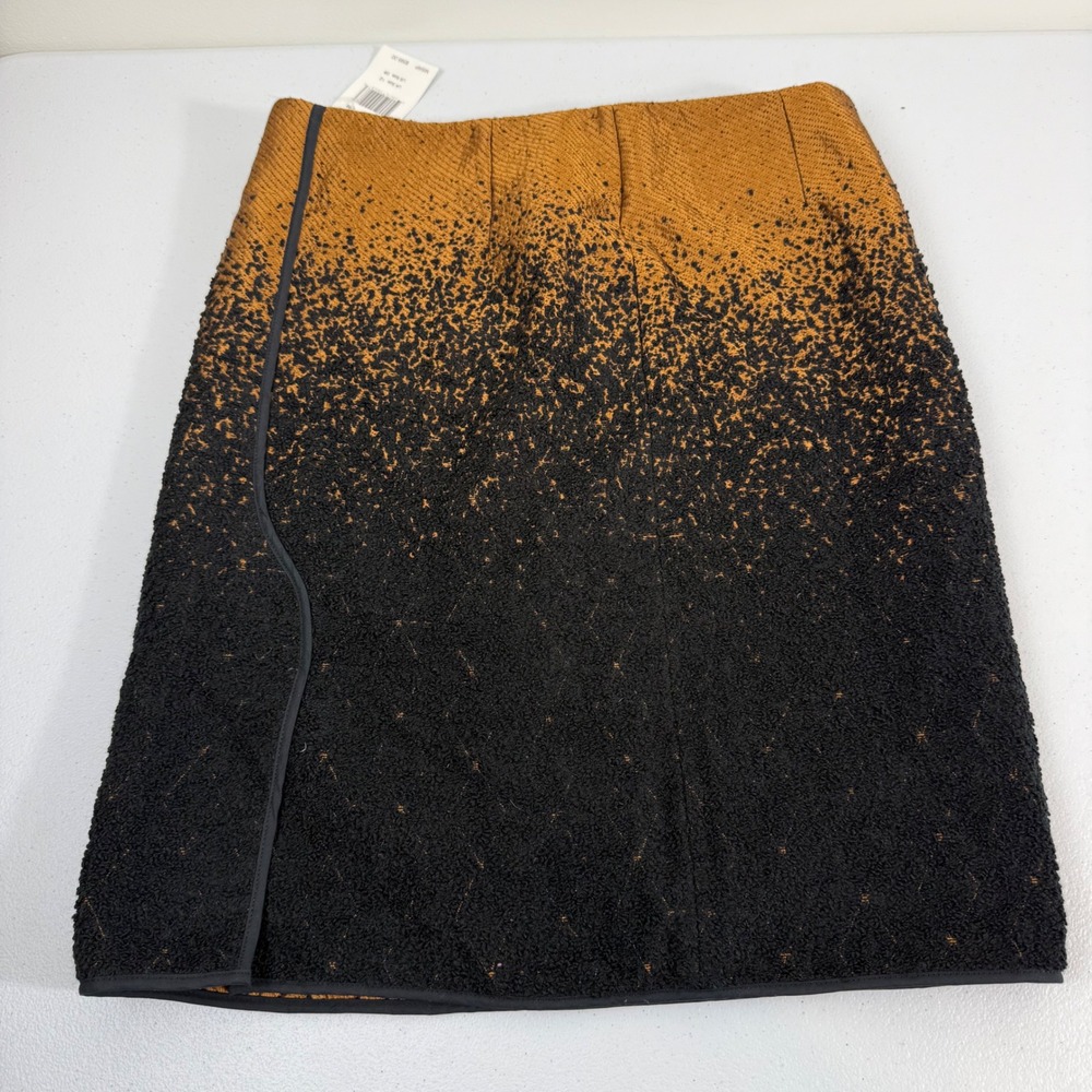 Pringle of Scotland Gold Black Ombre Boucle Asymmetric Wool Blend Skirt US 8